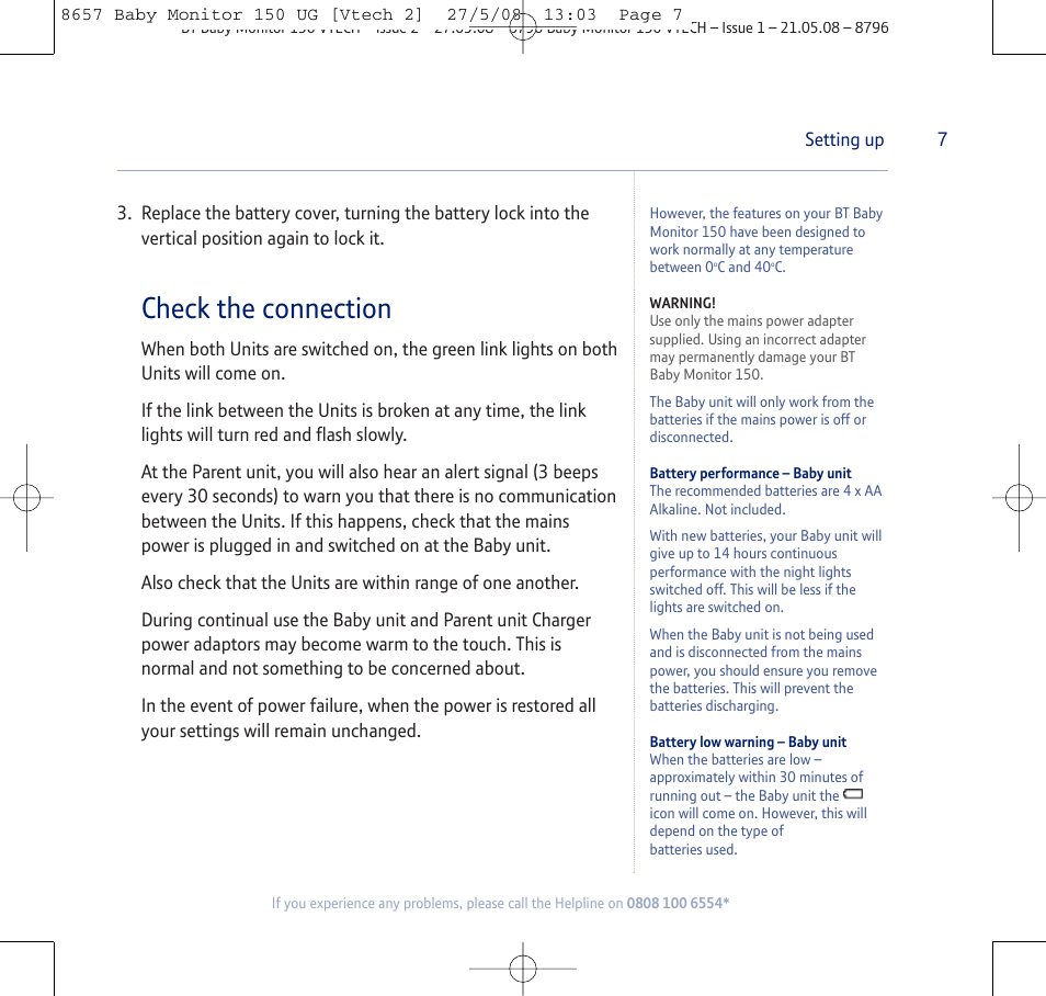 Check the connection | BT 150 User Manual | Page 7 / 32