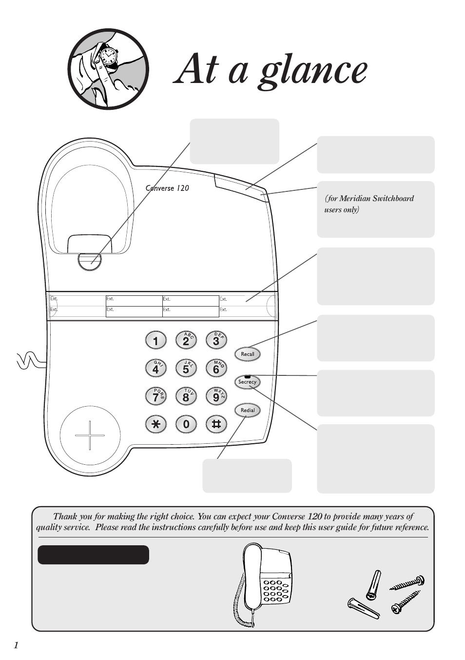 At a glance, Important | BT 120 User Manual | Page 2 / 6
