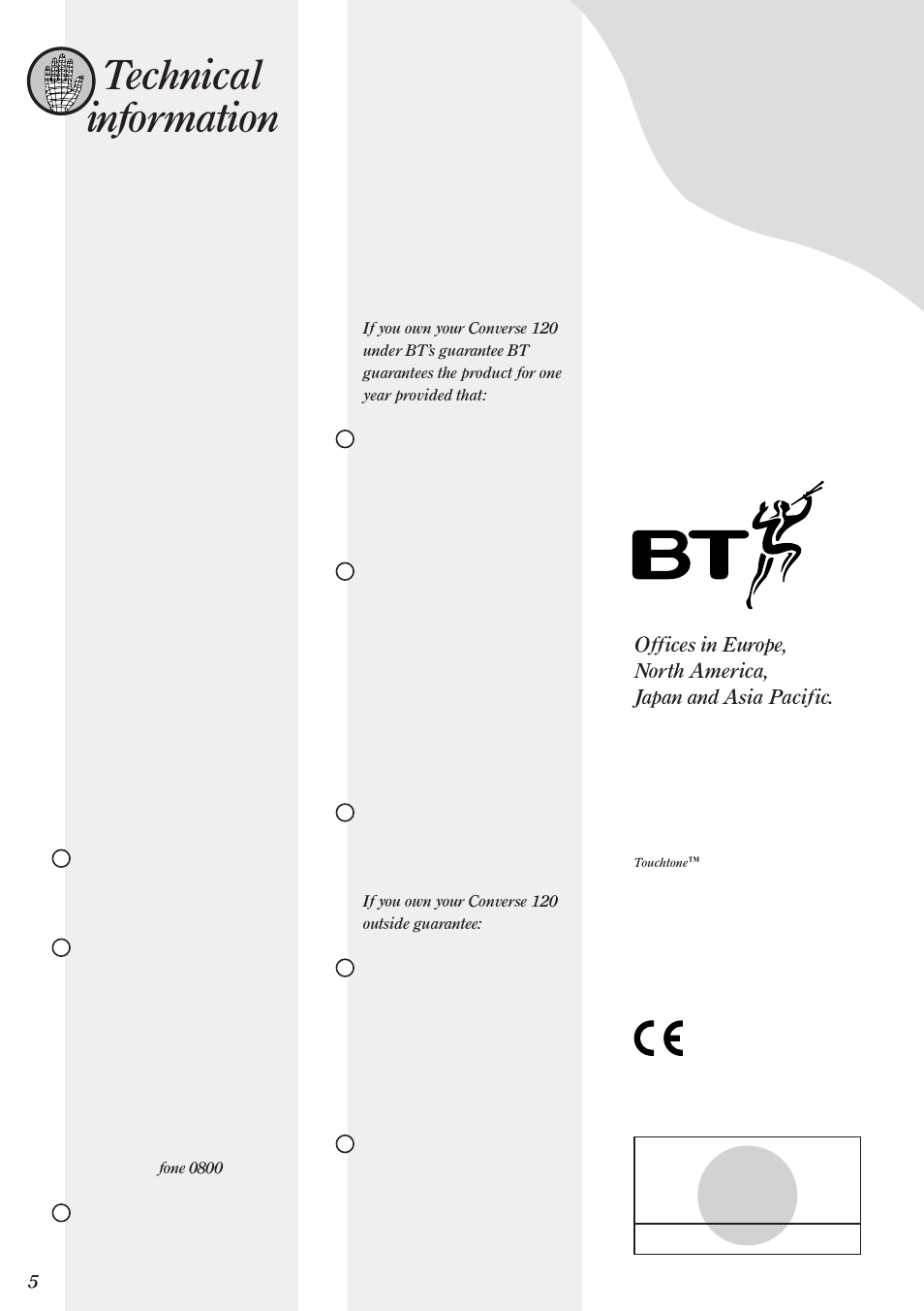 Technical information | BT 120 User Manual | Page 6 / 6