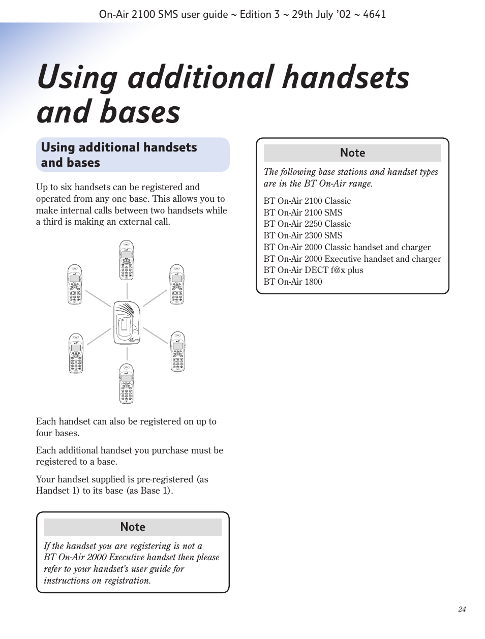 Using additional handsets and bases, Bt on-air 1100, Wxyz | Pqrs c ok | BT Relate SMS User Manual | Page 25 / 35