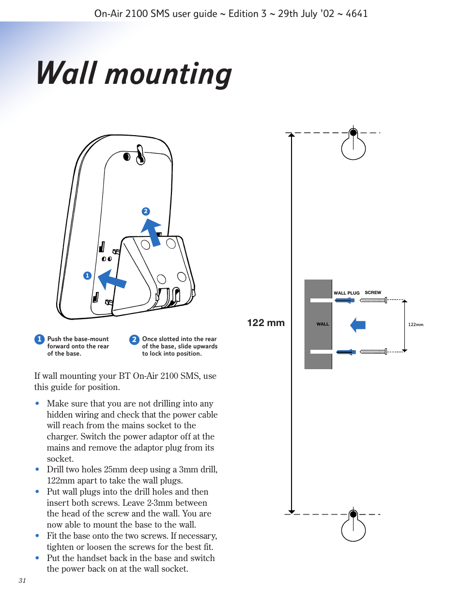 Wall mounting | BT Relate SMS User Manual | Page 32 / 35
