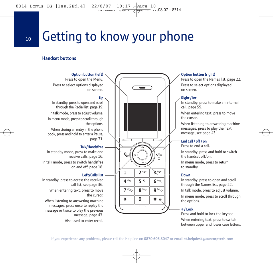 Getting to know your phone | BT Domus User Manual | Page 10 / 72