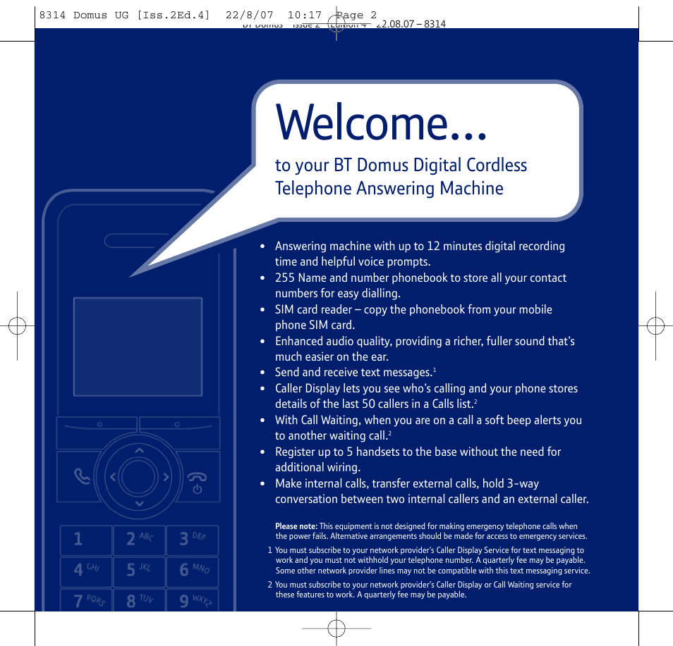 Welcome | BT Domus User Manual | Page 2 / 72