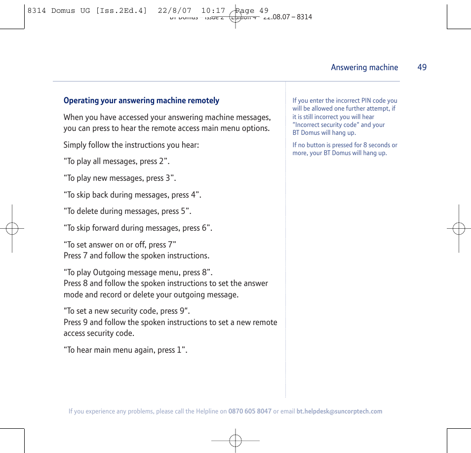 BT Domus User Manual | Page 49 / 72