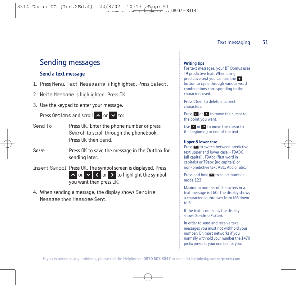Sending messages | BT Domus User Manual | Page 51 / 72