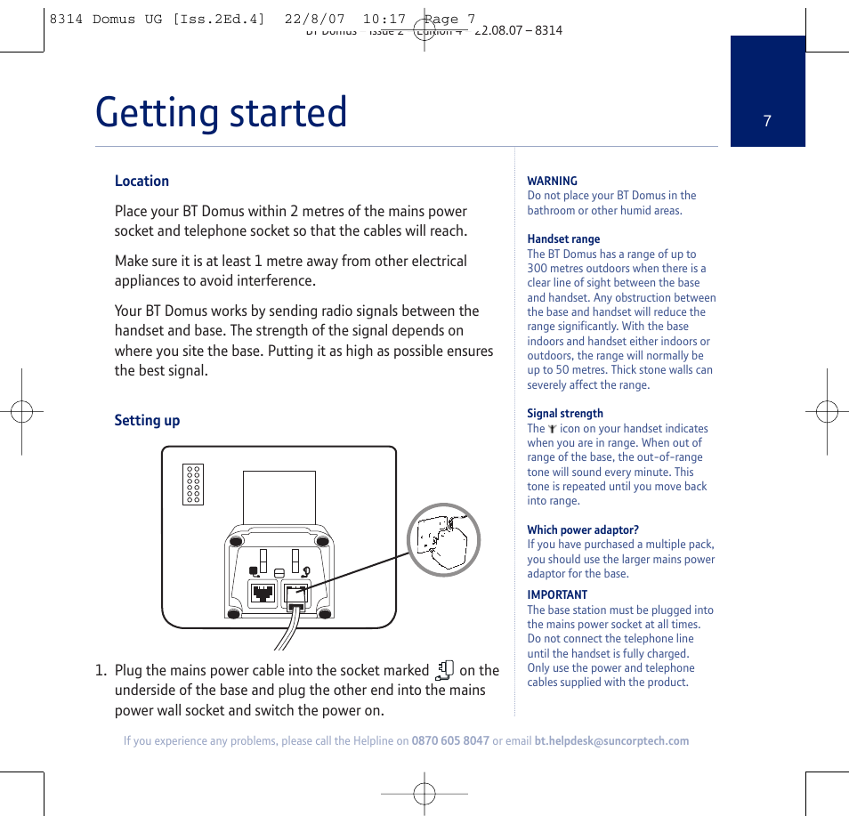 Getting started | BT Domus User Manual | Page 7 / 72