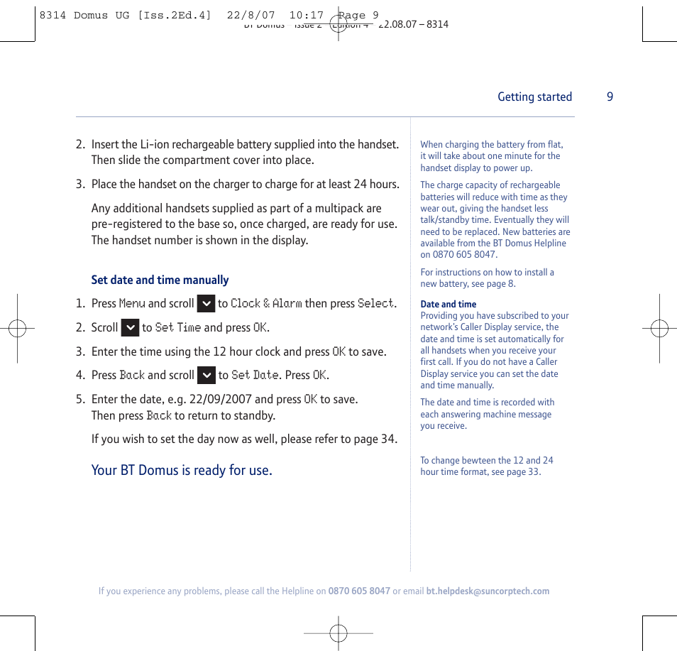 Your bt domus is ready for use | BT Domus User Manual | Page 9 / 72