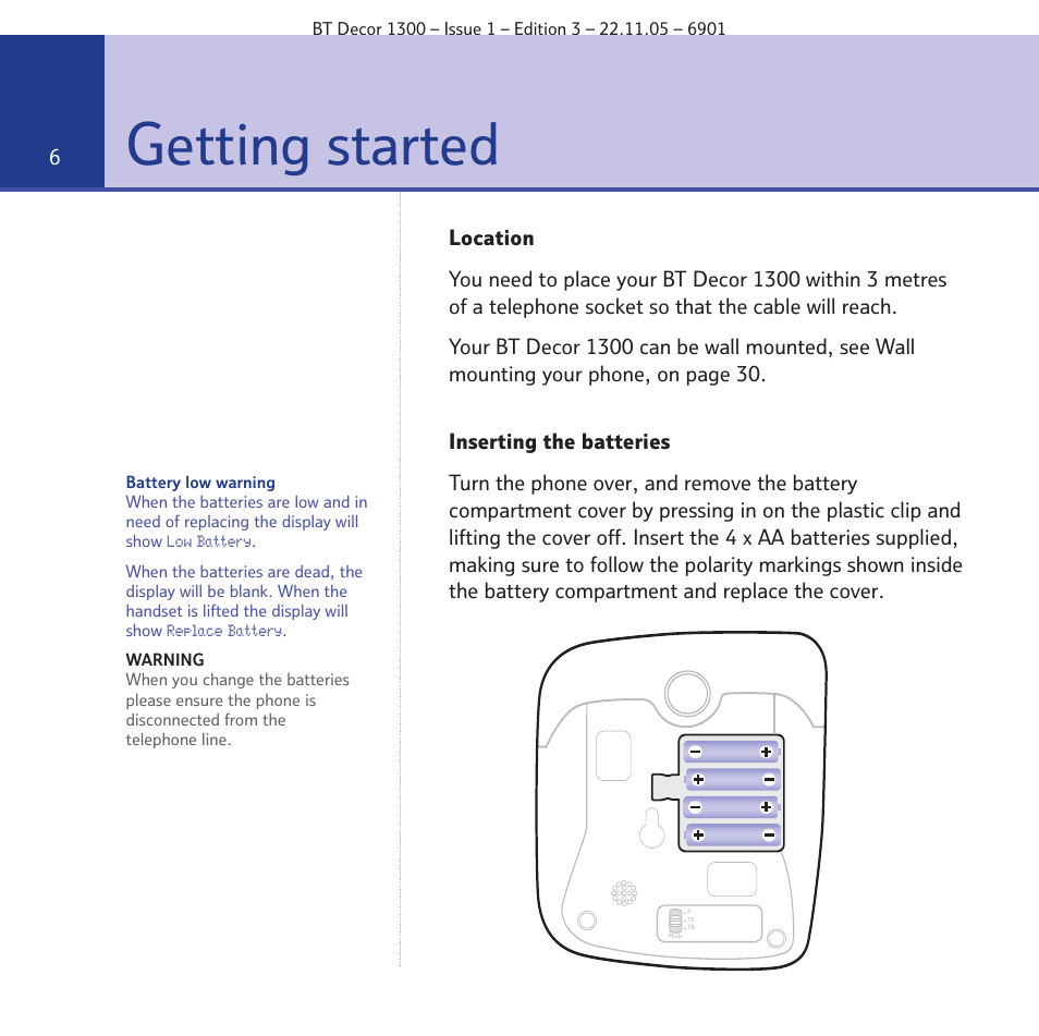 Getting started | BT Decor 1300 User Manual | Page 6 / 40