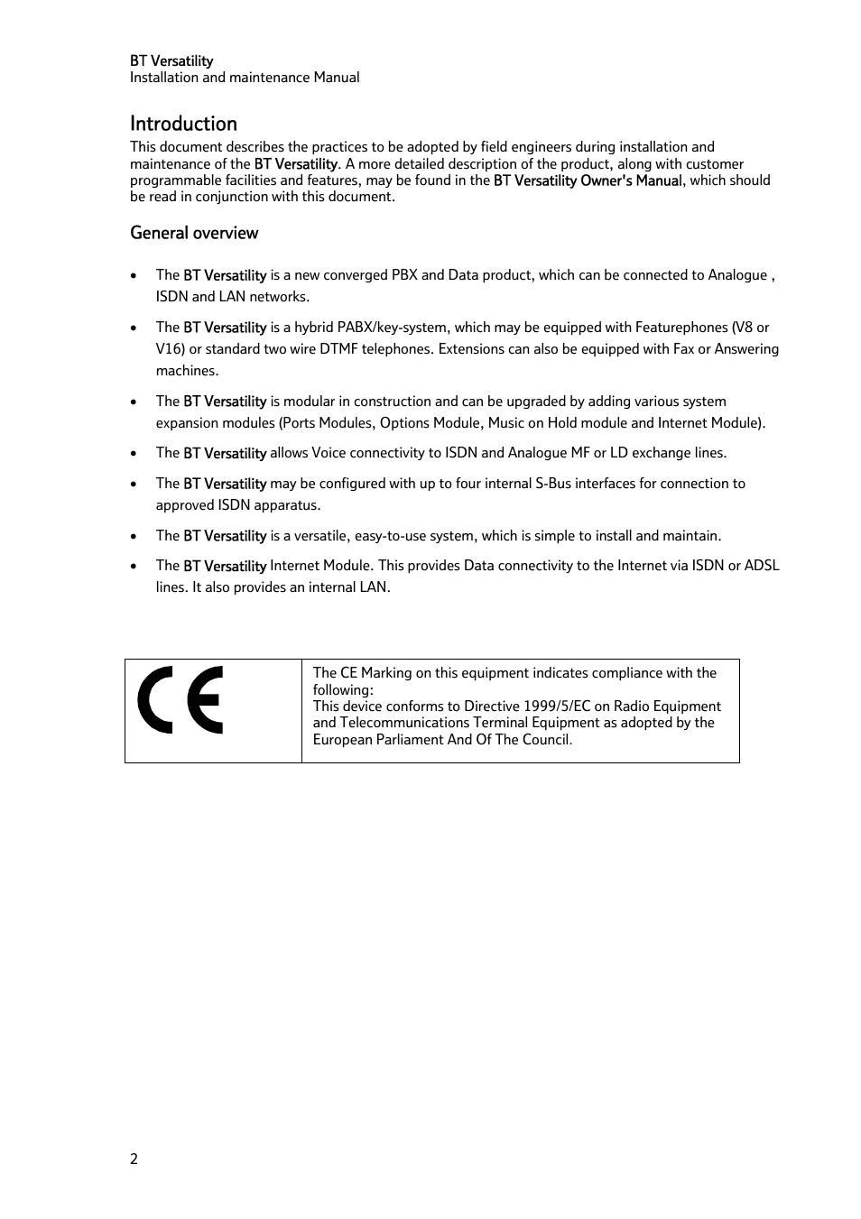 Introduction | BT Versatility User Manual | Page 3 / 59