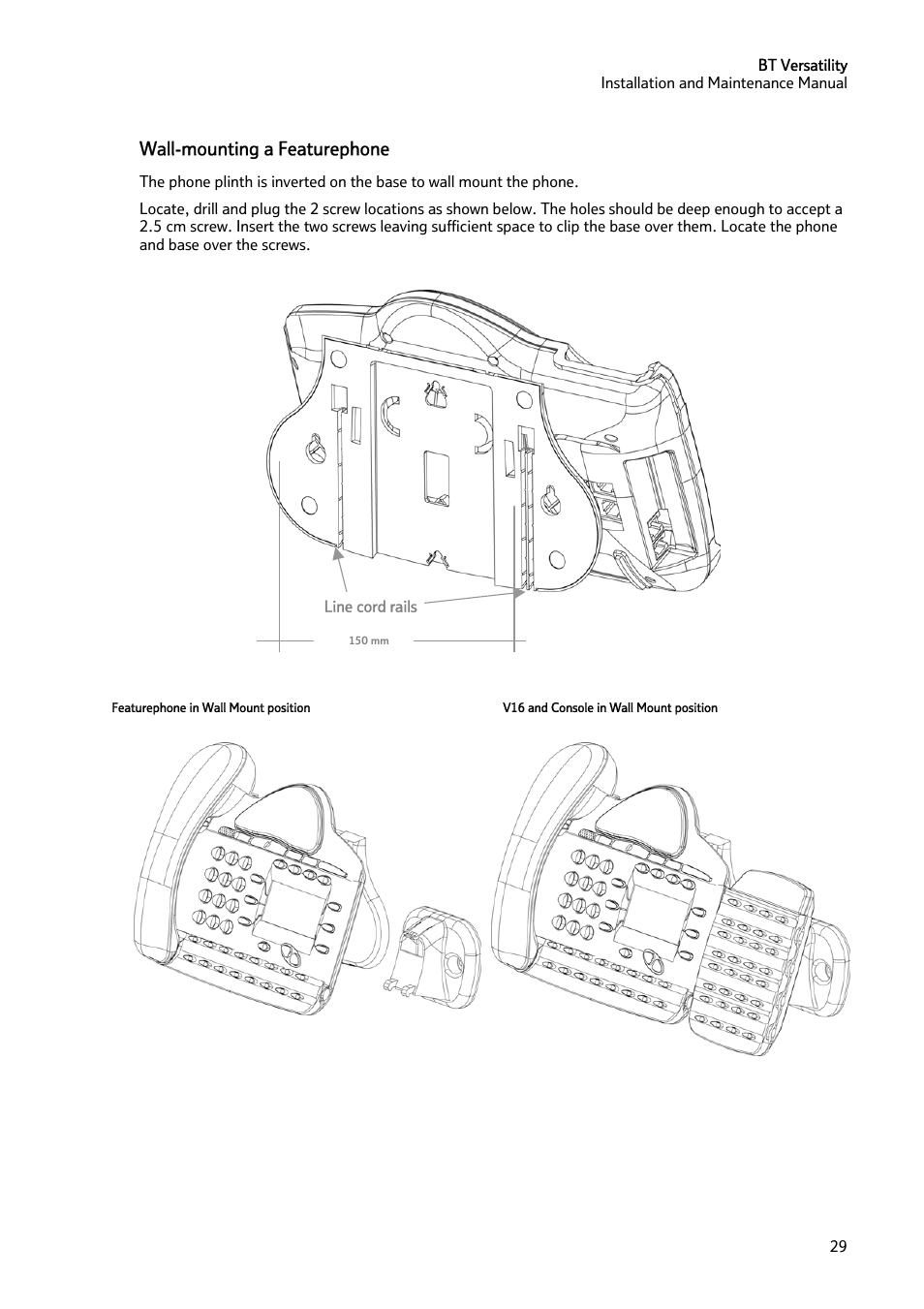 Wall-mounting a featurephone | BT Versatility User Manual | Page 30 / 59