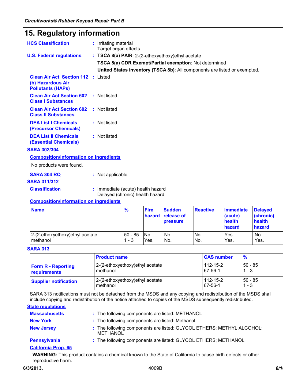 Regulatory information | Chemtronics CircuitWorks® Rubber Keypad Repair Kit CW2605 User Manual | Page 8 / 10