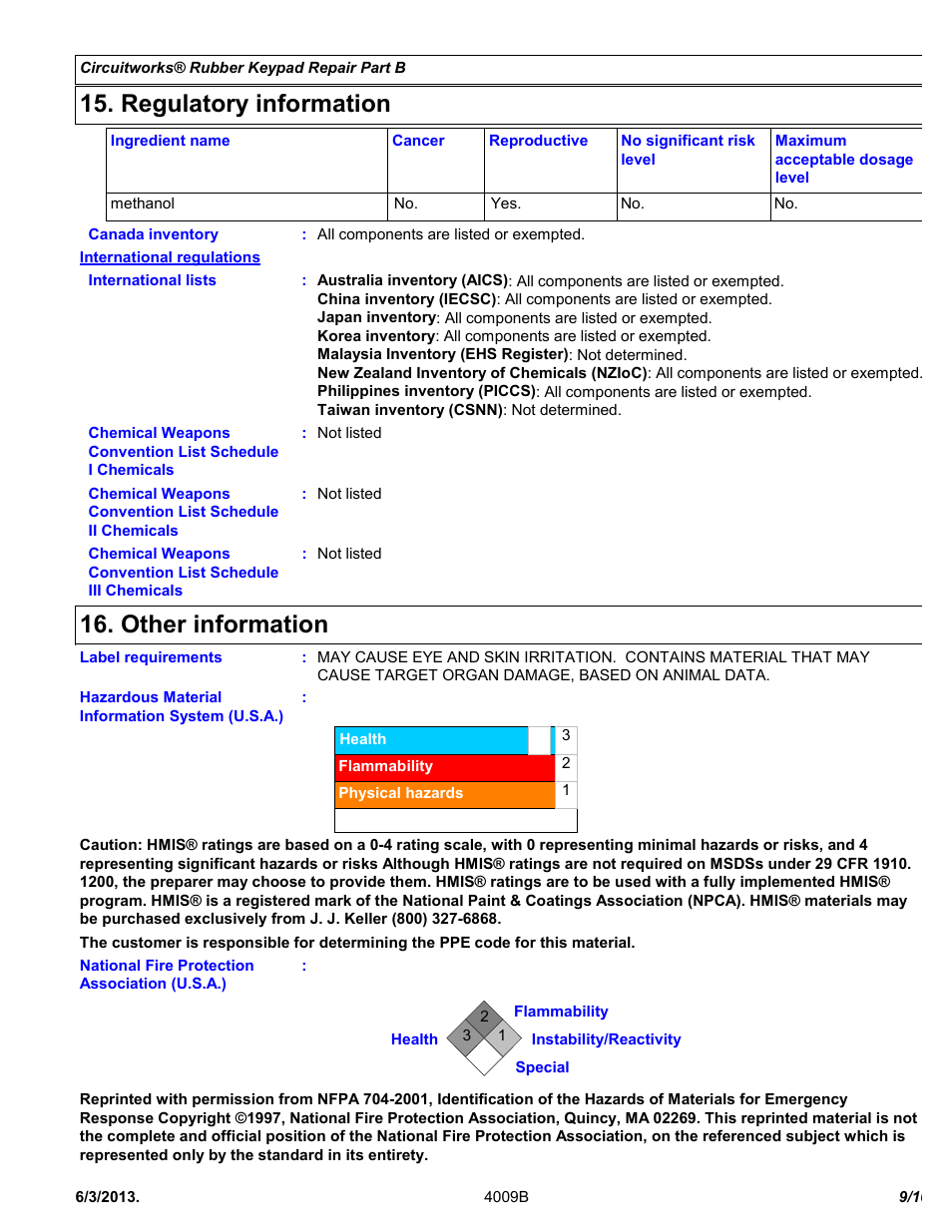 Regulatory information, Other information | Chemtronics CircuitWorks® Rubber Keypad Repair Kit CW2605 User Manual | Page 9 / 10