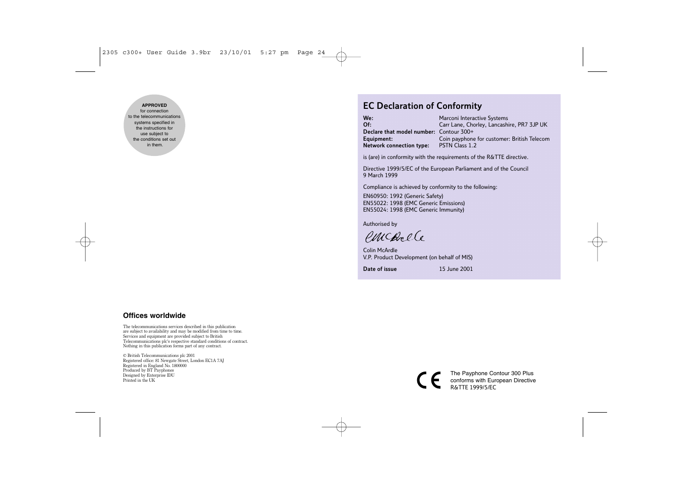 Ec declaration of conformity | BT 300 Plus User Manual | Page 24 / 24