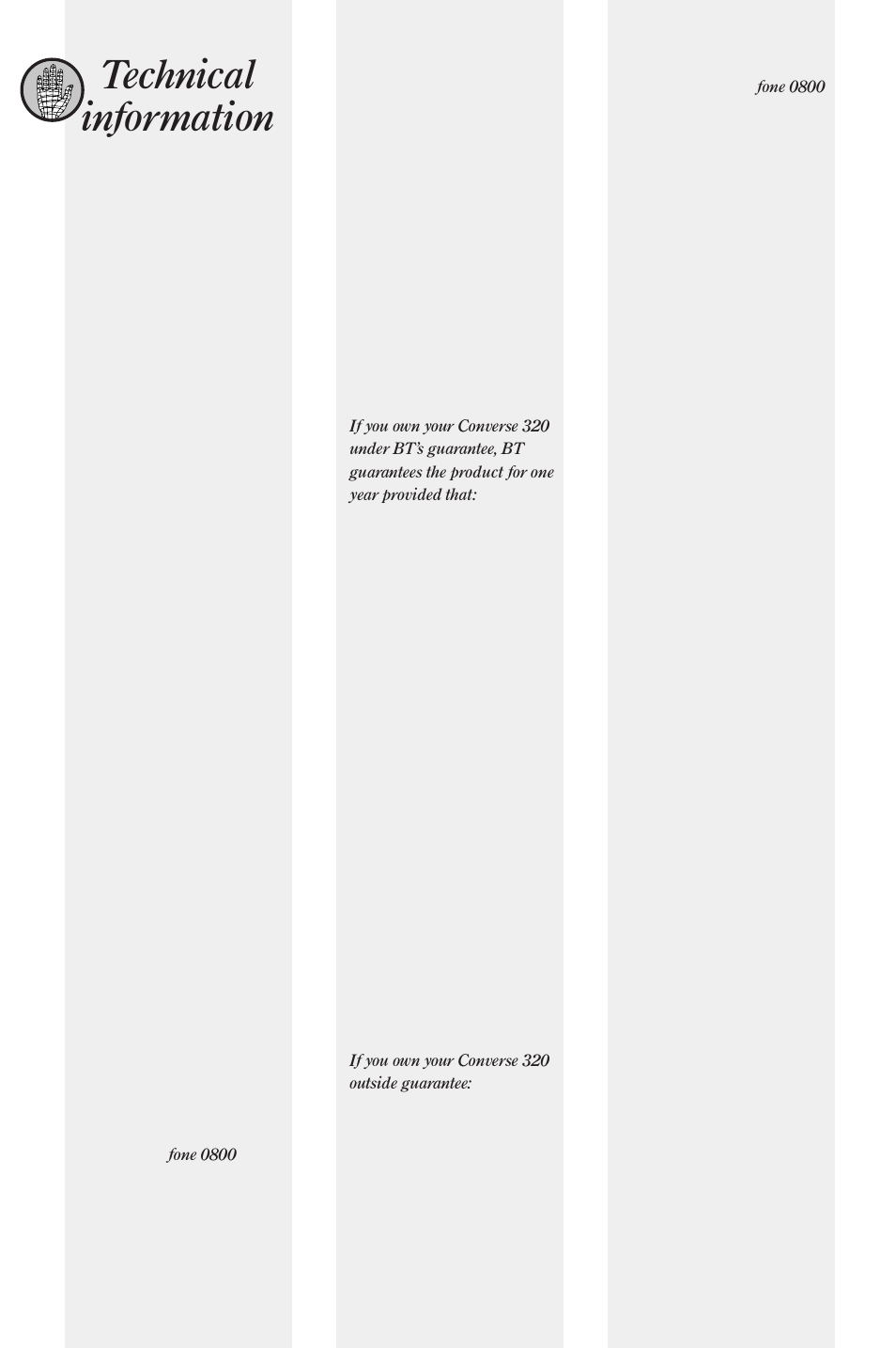 Technical information | BT 320 User Manual | Page 10 / 11