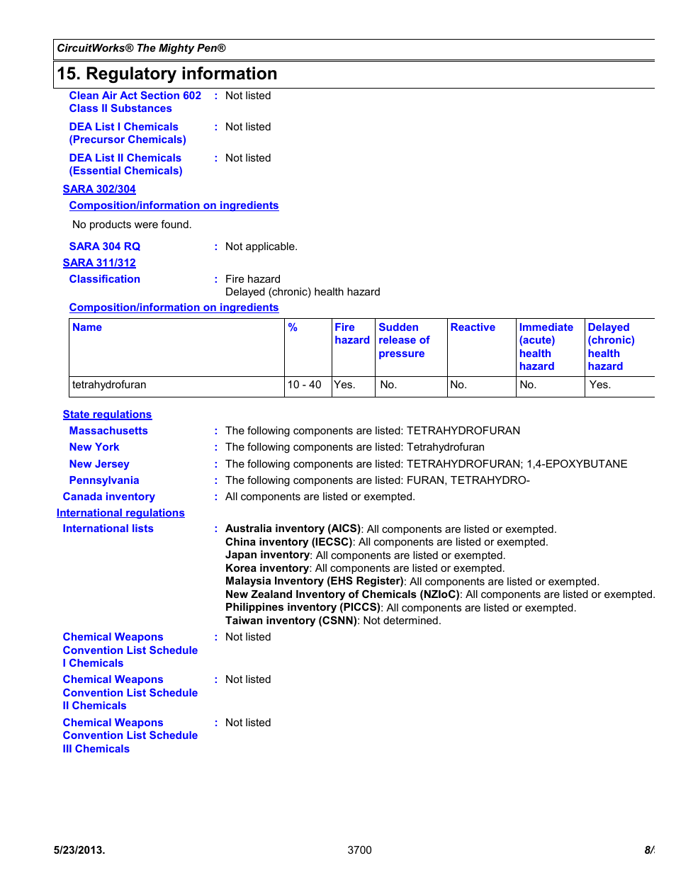 Regulatory information | Chemtronics CircuitWorks The Mighty Pen CW3700 User Manual | Page 8 / 9
