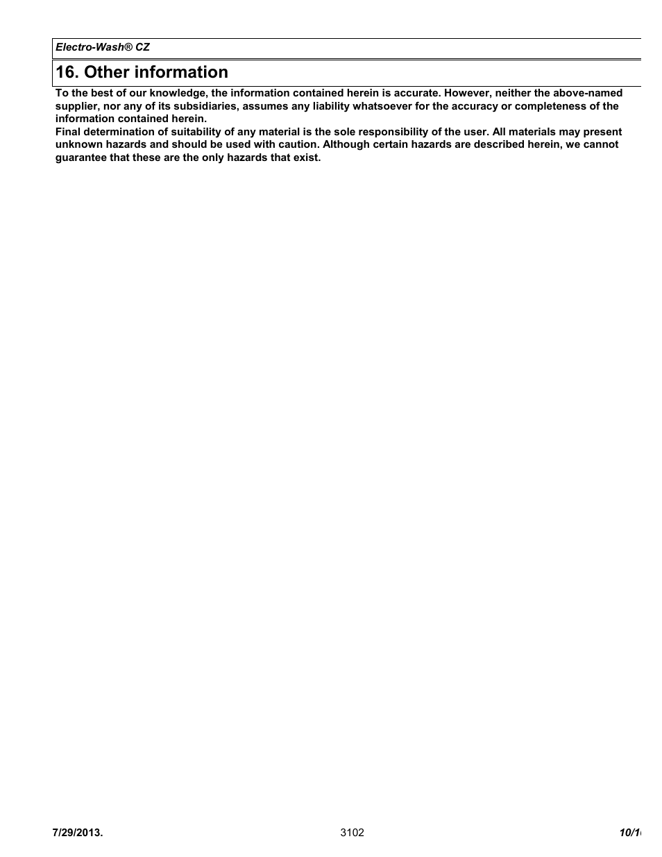 Other information | Chemtronics Electro-Wash CZ ES7100 User Manual | Page 10 / 10