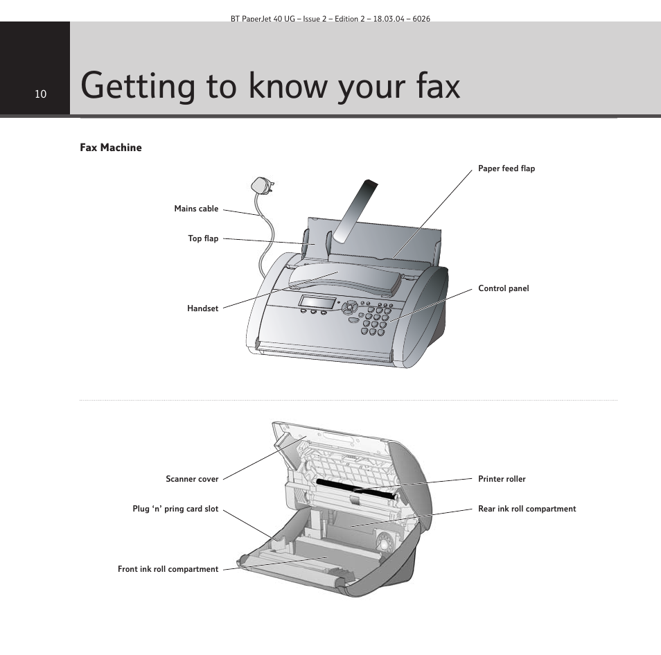 Getting to know your fax | BT PaperJet 40 User Manual | Page 10 / 52
