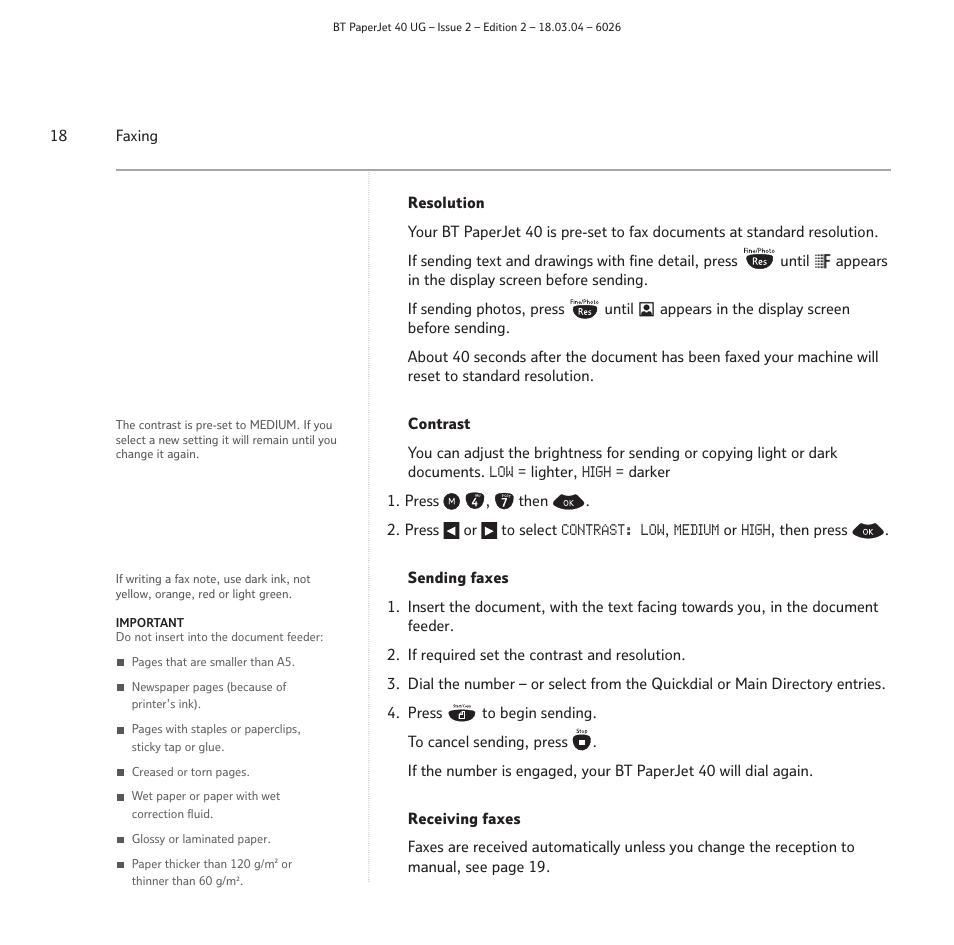 BT PaperJet 40 User Manual | Page 18 / 52