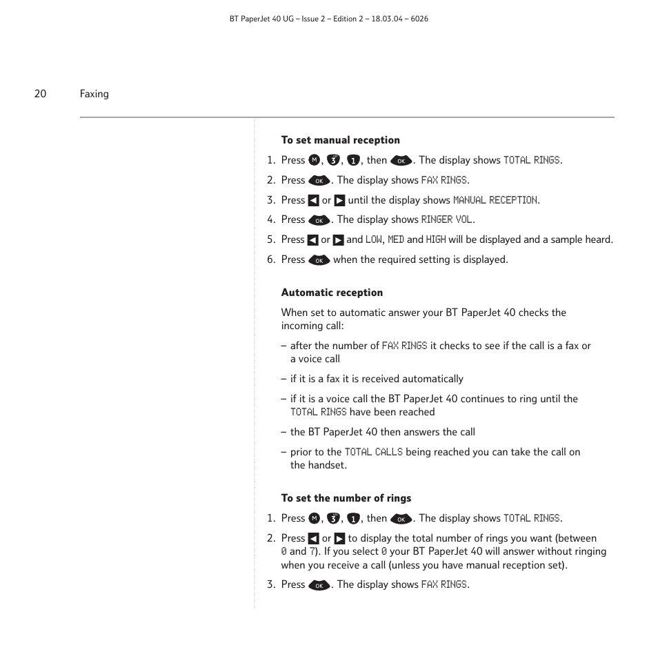 BT PaperJet 40 User Manual | Page 20 / 52