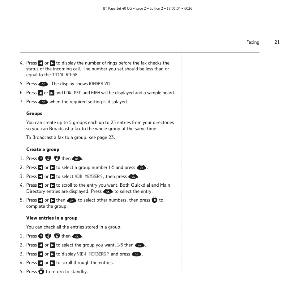 BT PaperJet 40 User Manual | Page 21 / 52