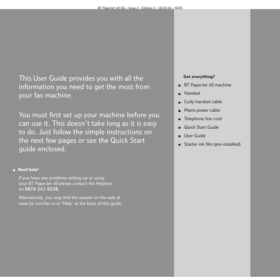 BT PaperJet 40 User Manual | Page 3 / 52