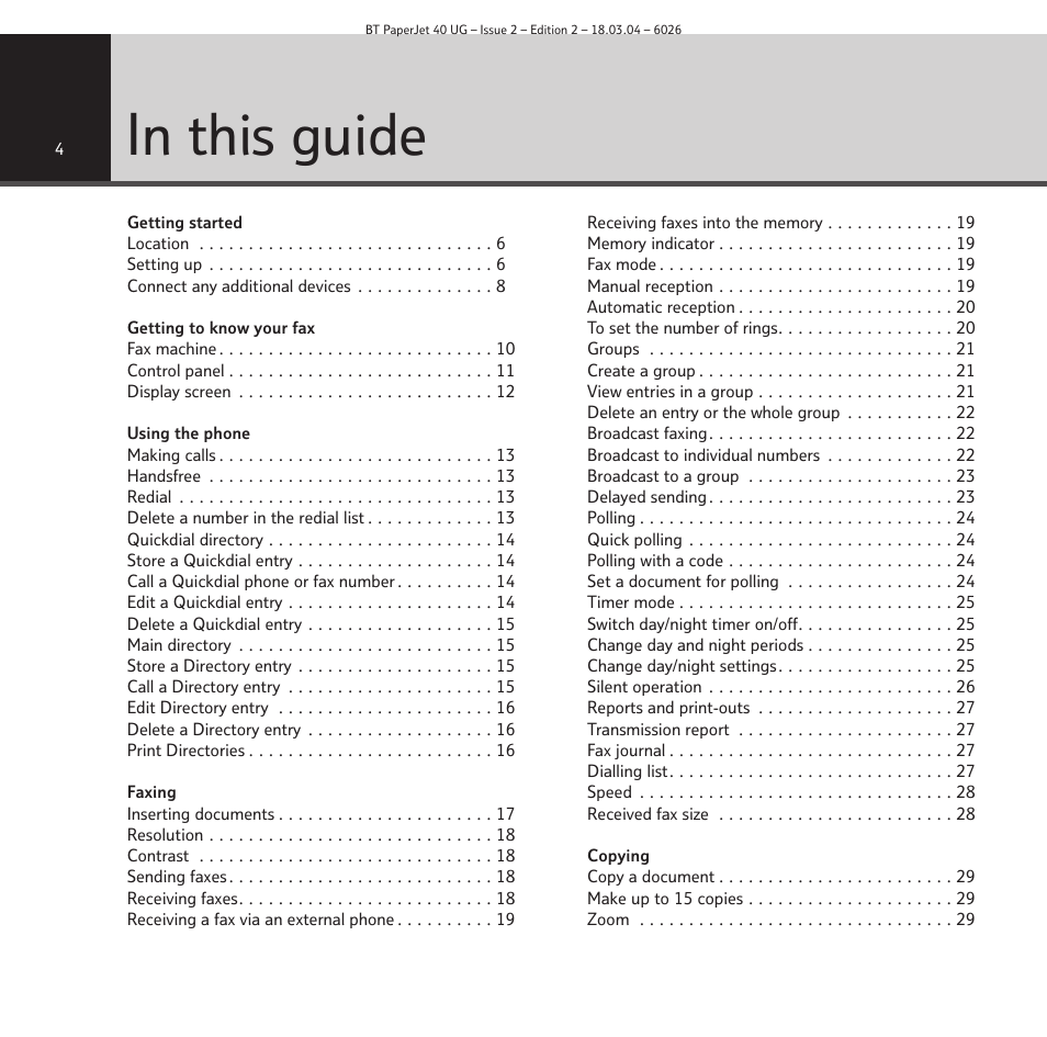 BT PaperJet 40 User Manual | Page 4 / 52