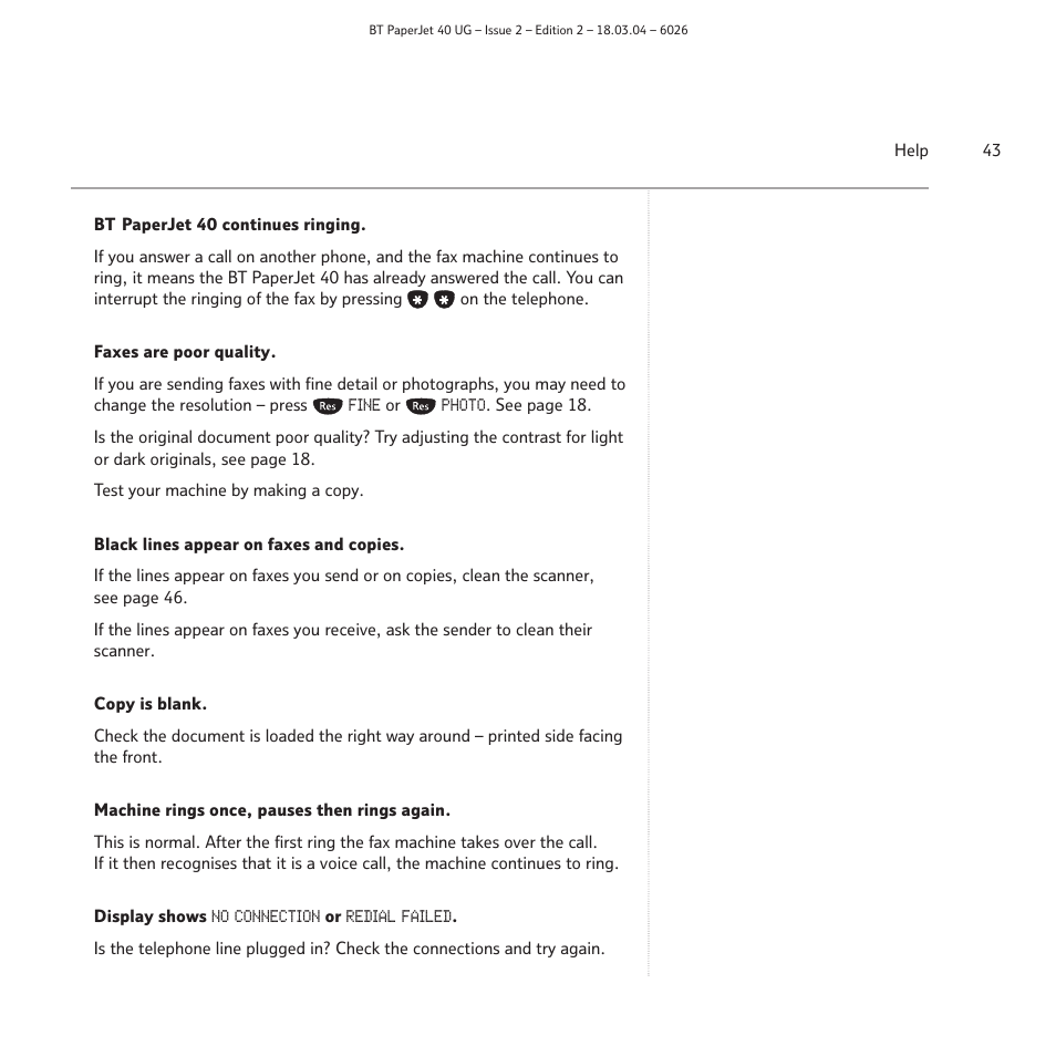 BT PaperJet 40 User Manual | Page 43 / 52