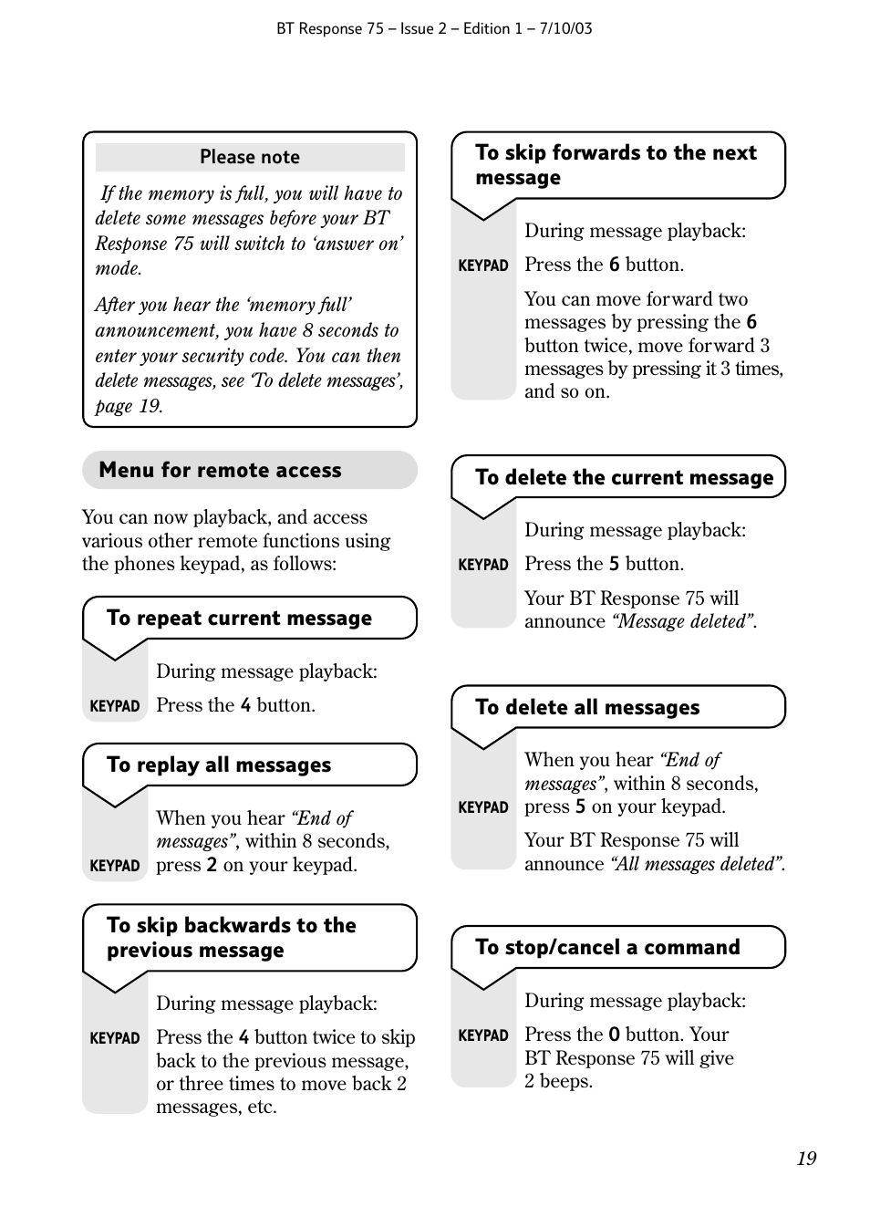 BT 75 User Manual | Page 21 / 32
