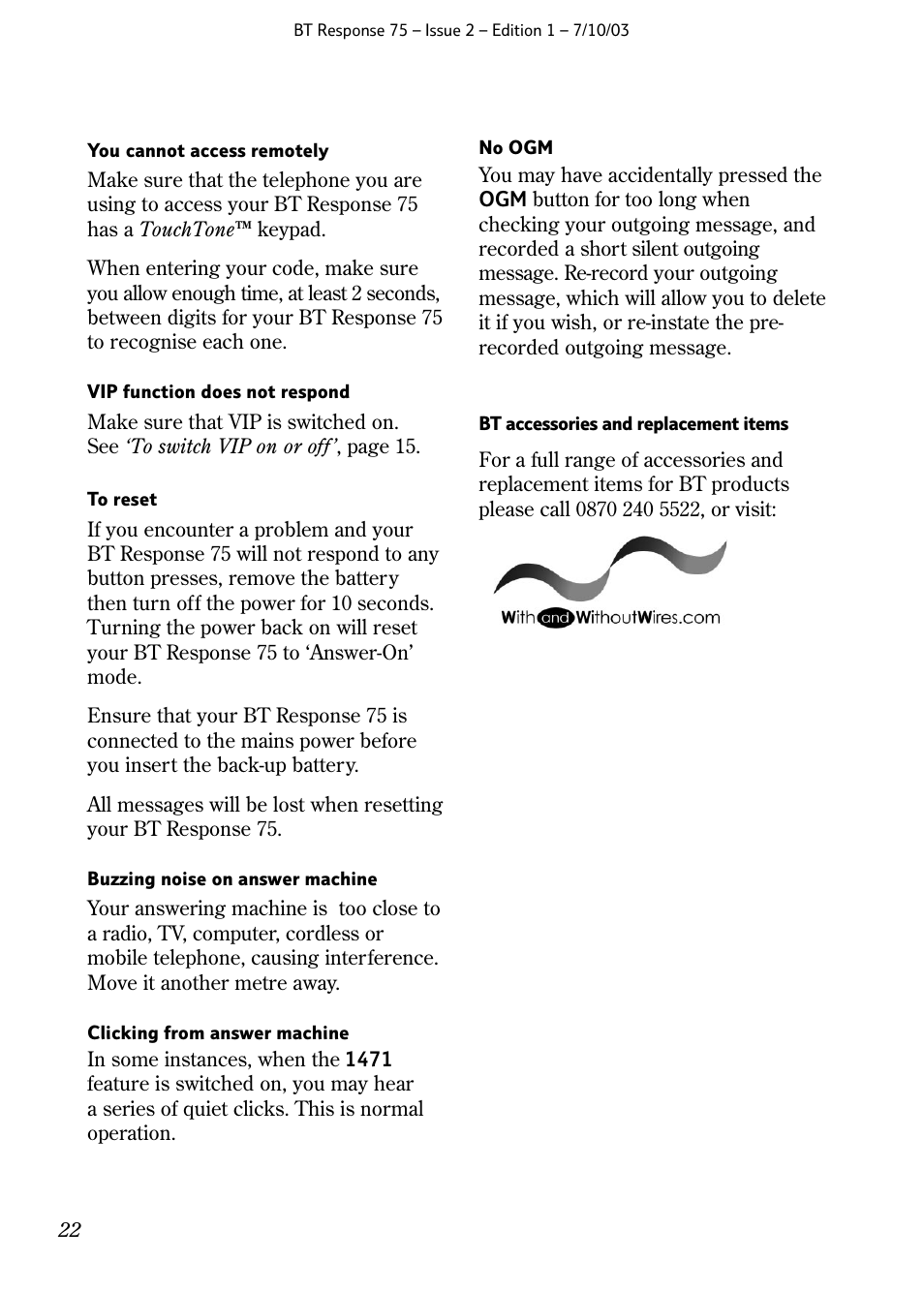 BT 75 User Manual | Page 24 / 32
