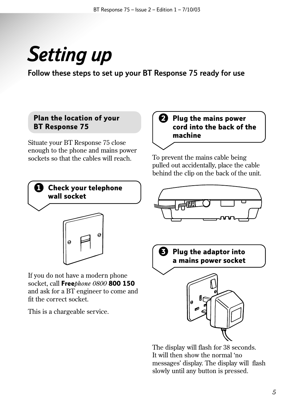 Setting up | BT 75 User Manual | Page 7 / 32