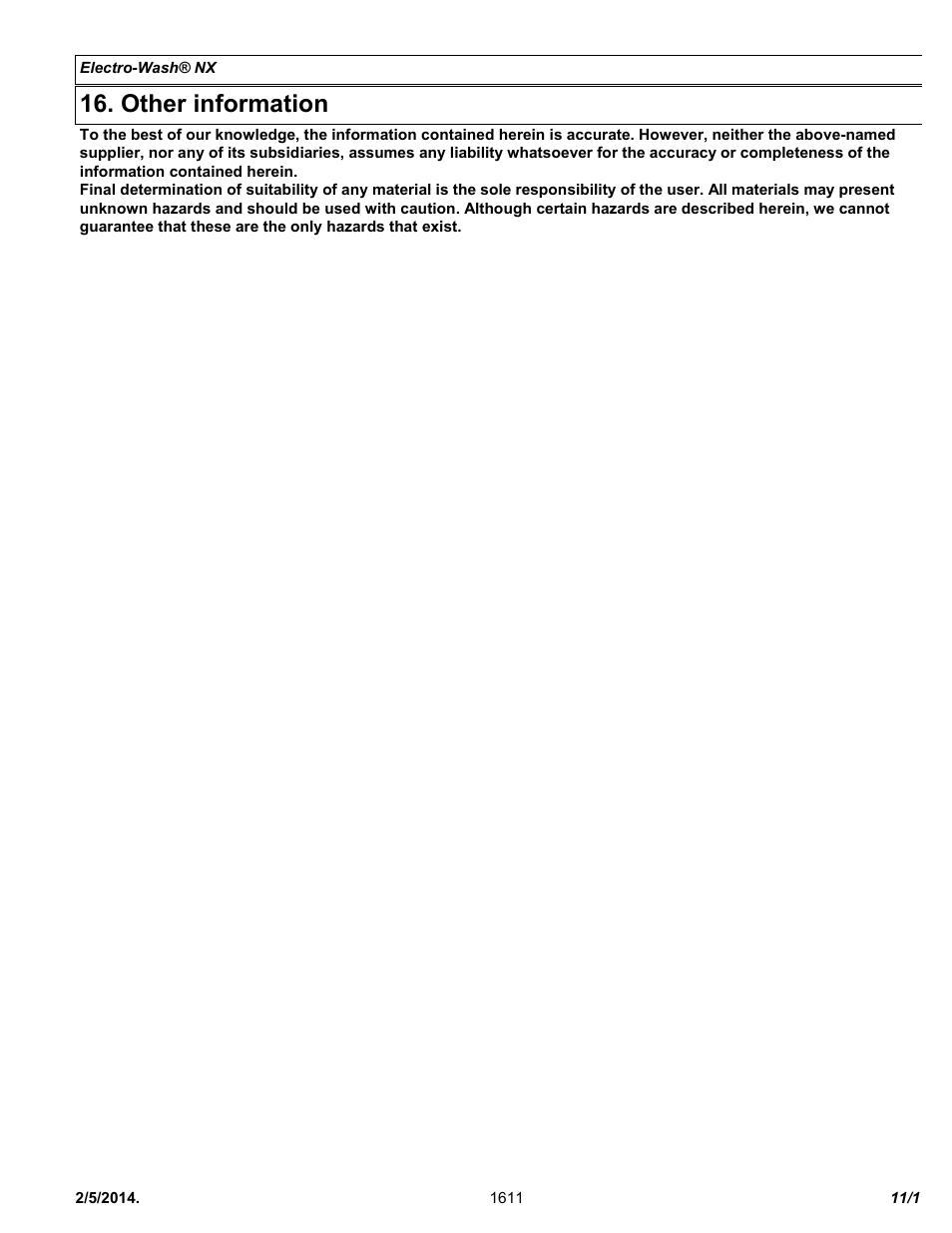 Other information | Chemtronics Electro-Wash NX ES1611 User Manual | Page 11 / 11