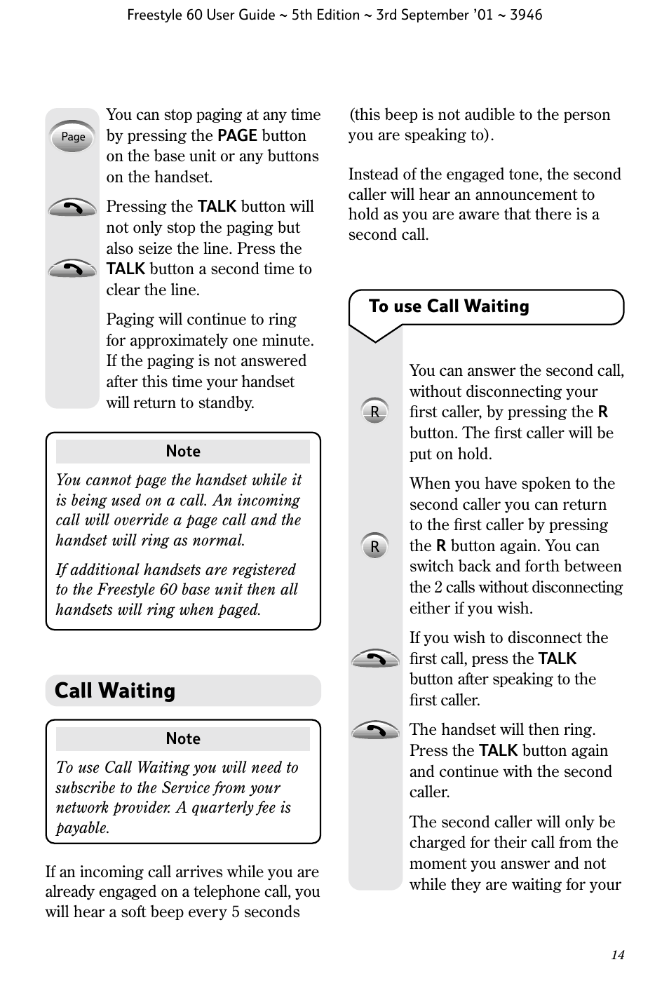 Call waiting | BT Freestyle 60 User Manual | Page 17 / 32