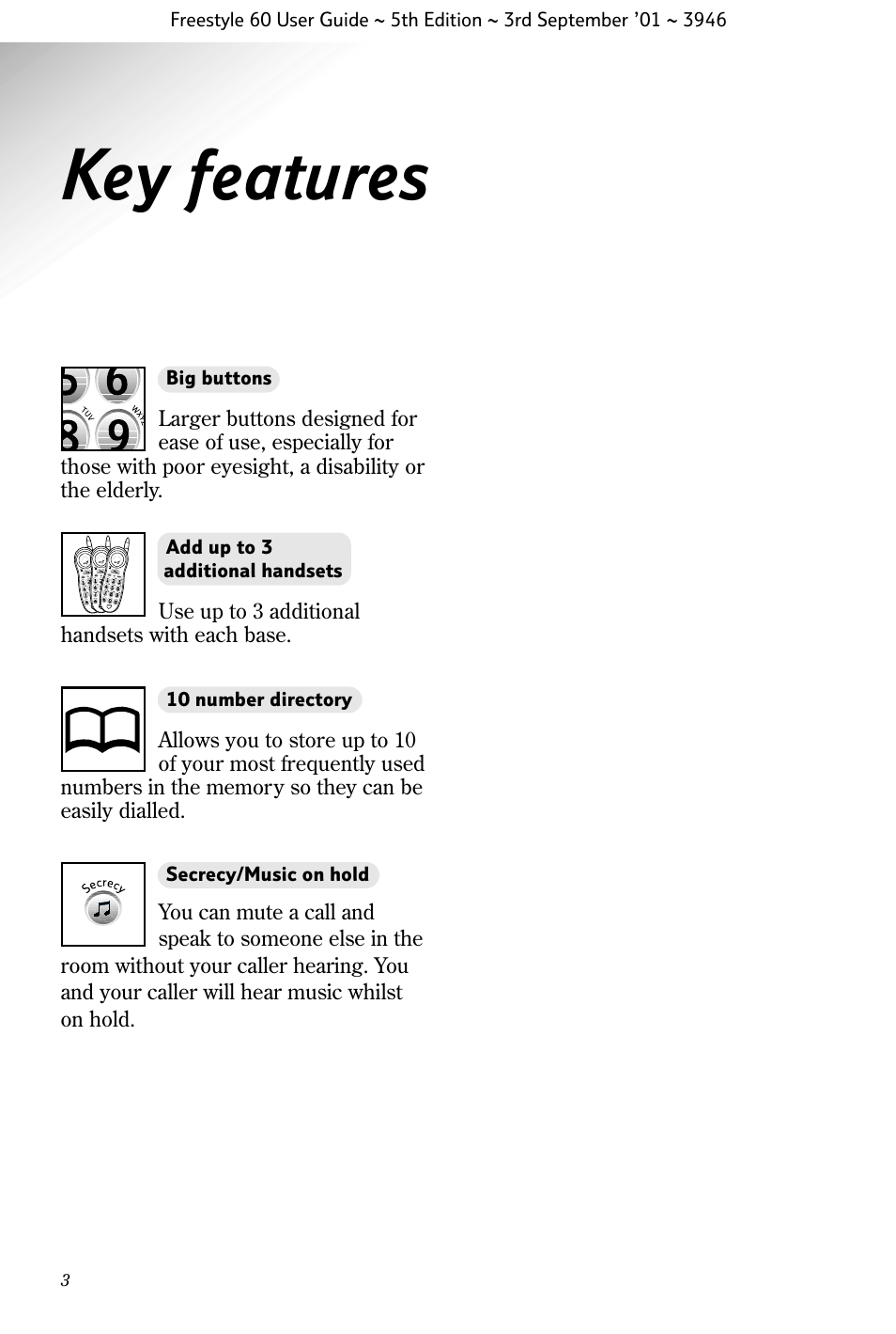 Key features | BT Freestyle 60 User Manual | Page 6 / 32