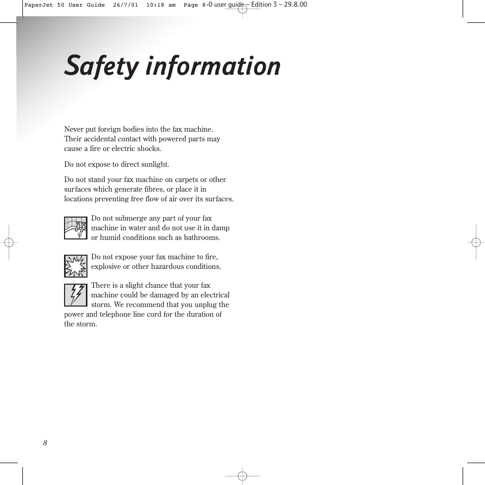 Safety information | BT paperjet 50 User Manual | Page 10 / 56
