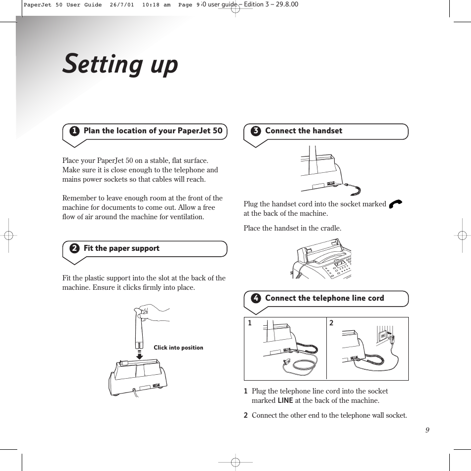 Setting up | BT paperjet 50 User Manual | Page 11 / 56
