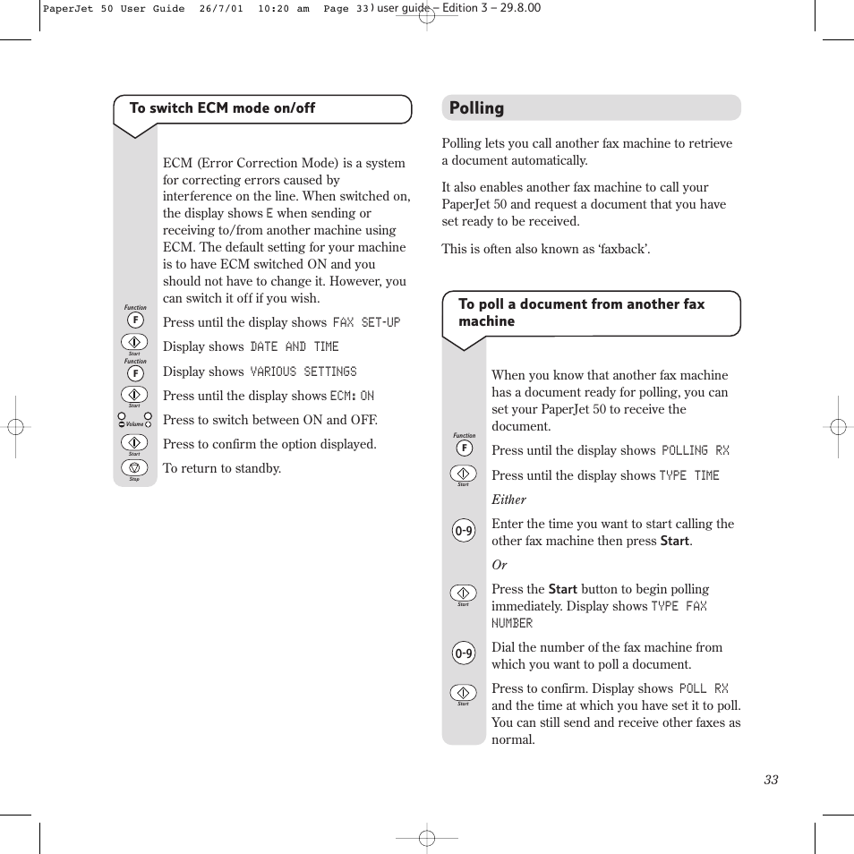 Polling | BT paperjet 50 User Manual | Page 35 / 56