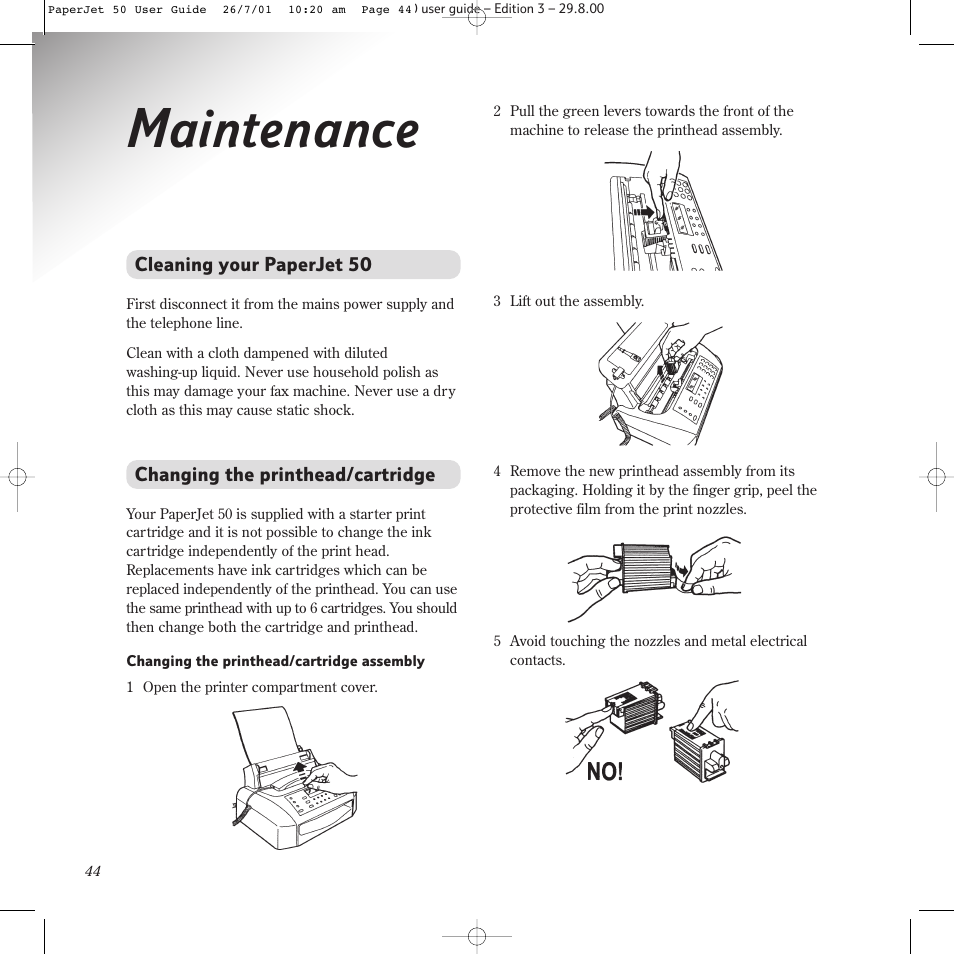 Maintenance | BT paperjet 50 User Manual | Page 46 / 56
