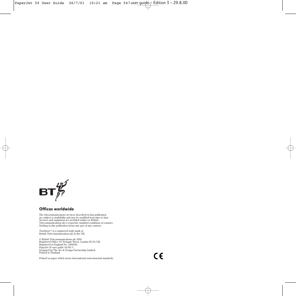 BT paperjet 50 User Manual | Page 56 / 56
