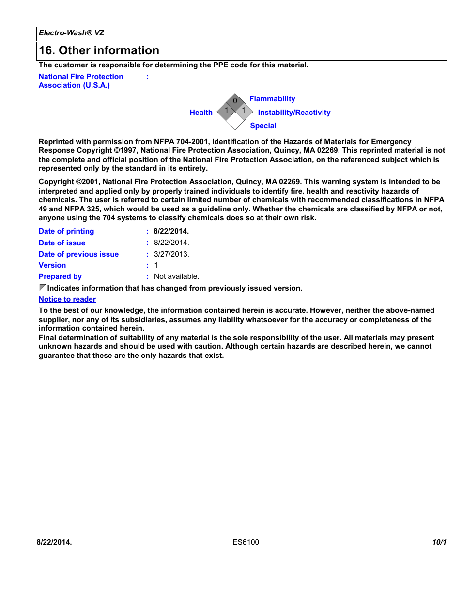 Other information | Chemtronics Electro-Wash VZ ES6100 User Manual | Page 10 / 10