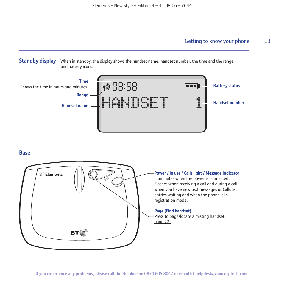 Handset 1 | BT Digital Cordless Telephone User Manual | Page 13 / 72