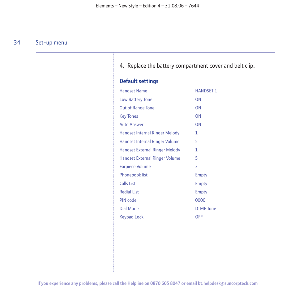 Set-up menu | BT Digital Cordless Telephone User Manual | Page 34 / 72