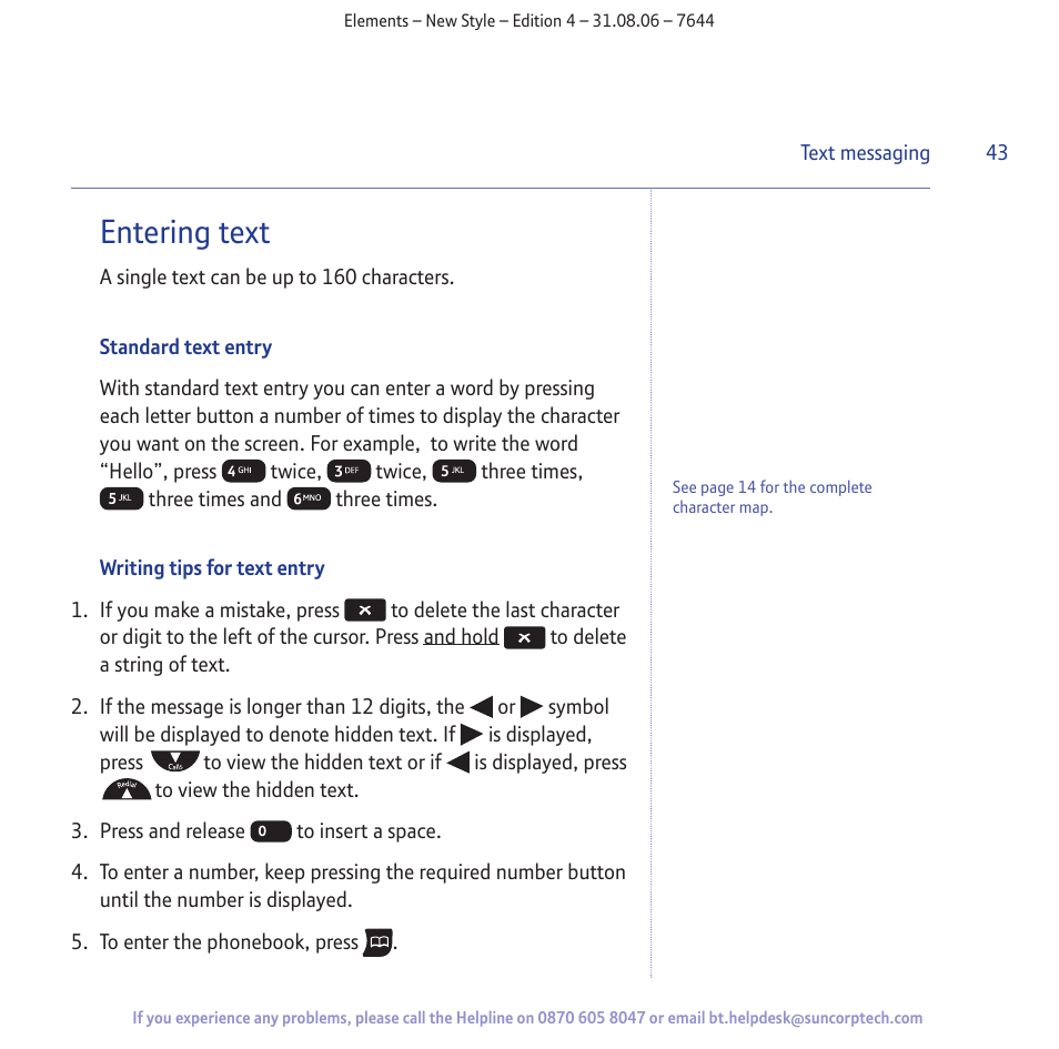 Entering text | BT Digital Cordless Telephone User Manual | Page 43 / 72