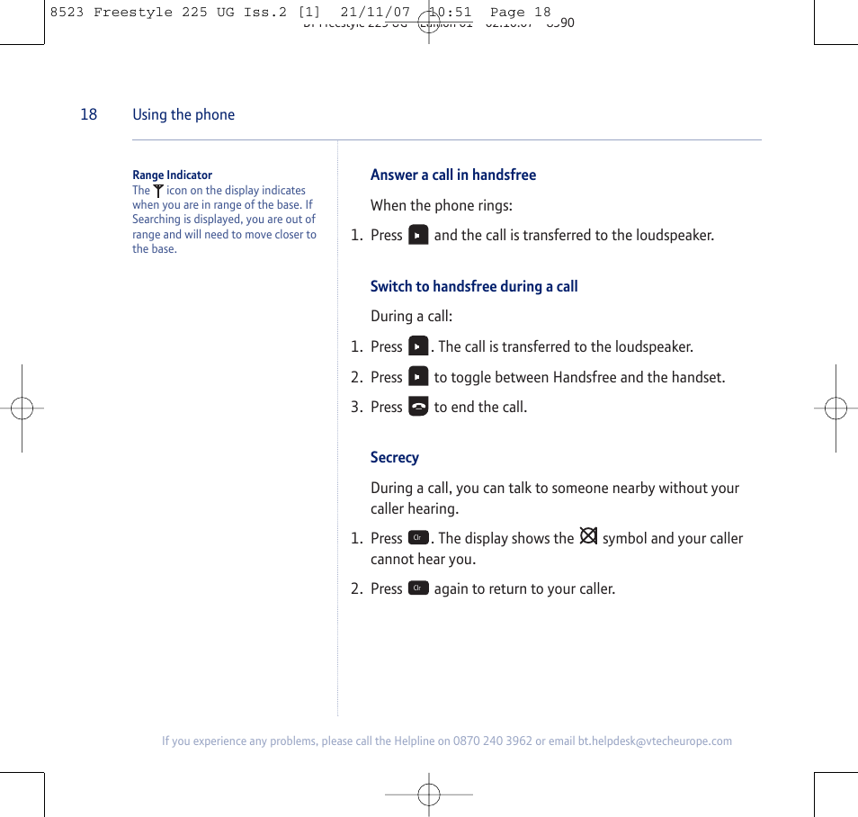 BT Freestyle 255 User Manual | Page 18 / 60