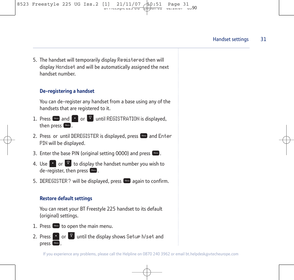 BT Freestyle 255 User Manual | Page 31 / 60