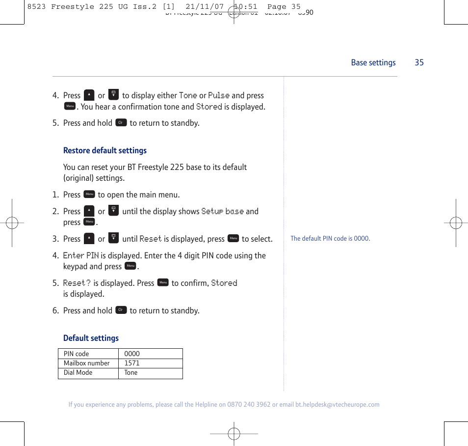 BT Freestyle 255 User Manual | Page 35 / 60
