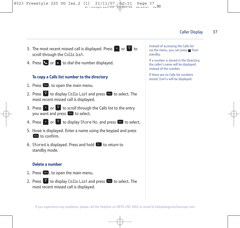 BT Freestyle 255 User Manual | Page 37 / 60