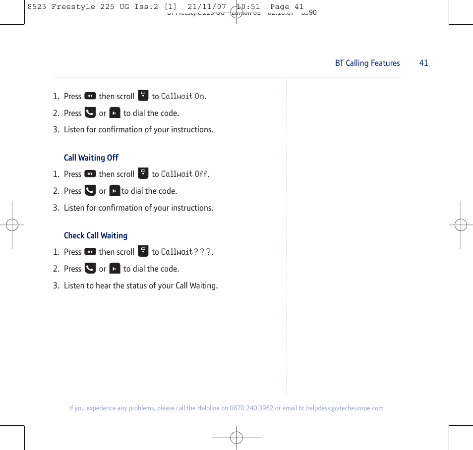 BT Freestyle 255 User Manual | Page 41 / 60