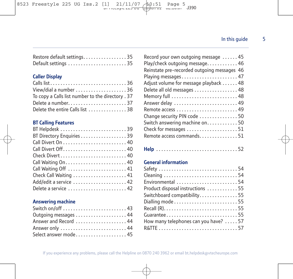 BT Freestyle 255 User Manual | Page 5 / 60