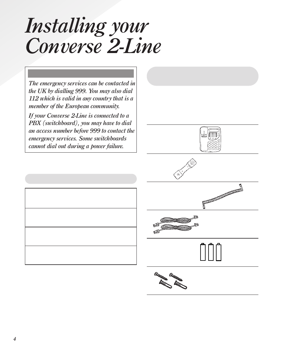 Installing your converse 2-line, Unpacking your converse 2-line, For your records | BT Converse 2-line Telephone User Manual | Page 7 / 25