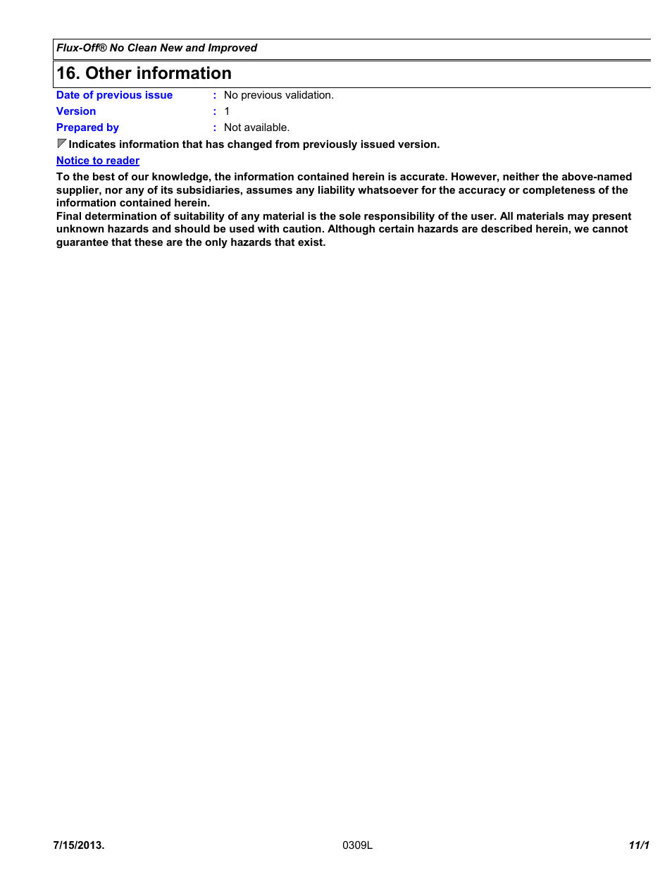Other information | Chemtronics Flux-Off No Clean ES195 User Manual | Page 11 / 11